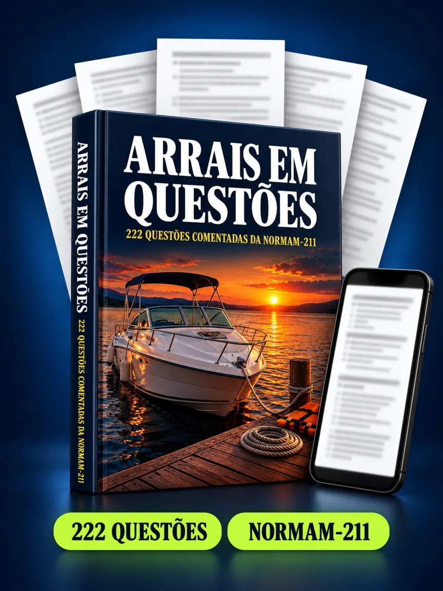 Montagem ilustrativa do Arrais em Questões: livro com a capa, folhas de questões e celular com uma questão