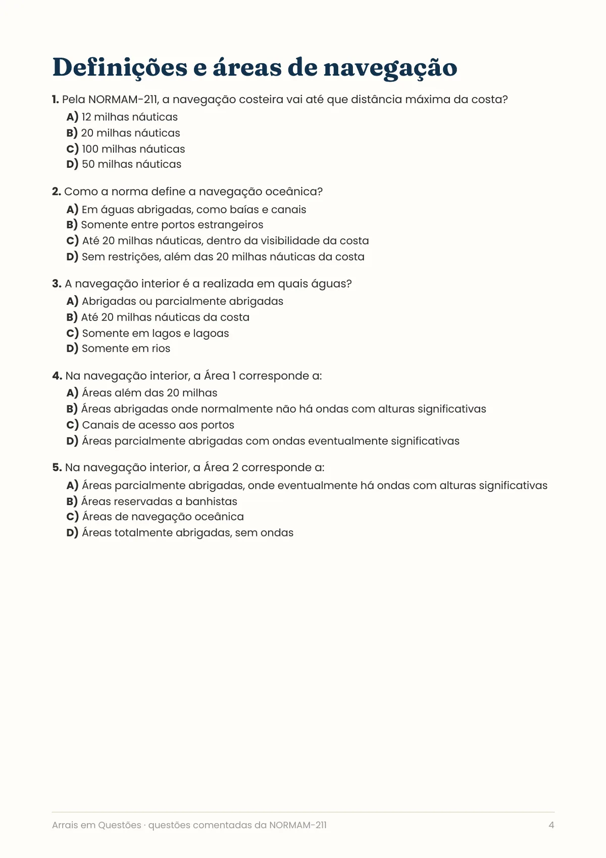 Página real do PDF Arrais em Questões: página de questões